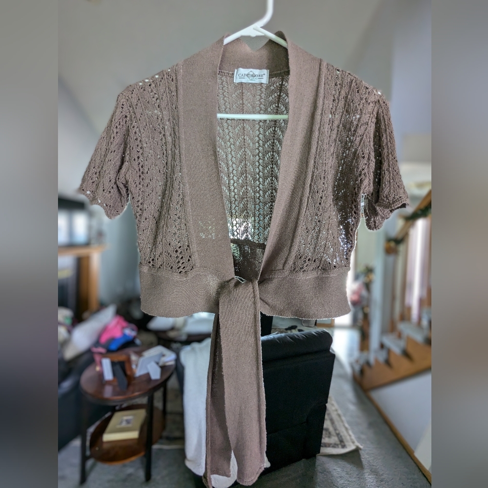 Cropped front-tie cardigan